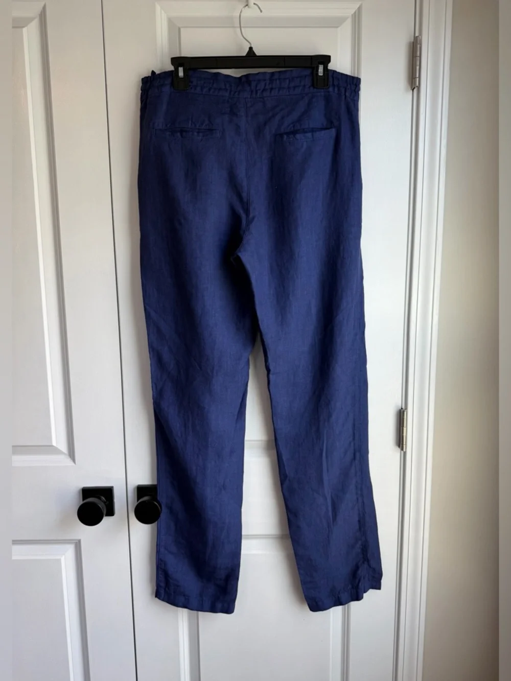 120% Lino Men’s Drawstring Linen Pants Blue Size 48/M